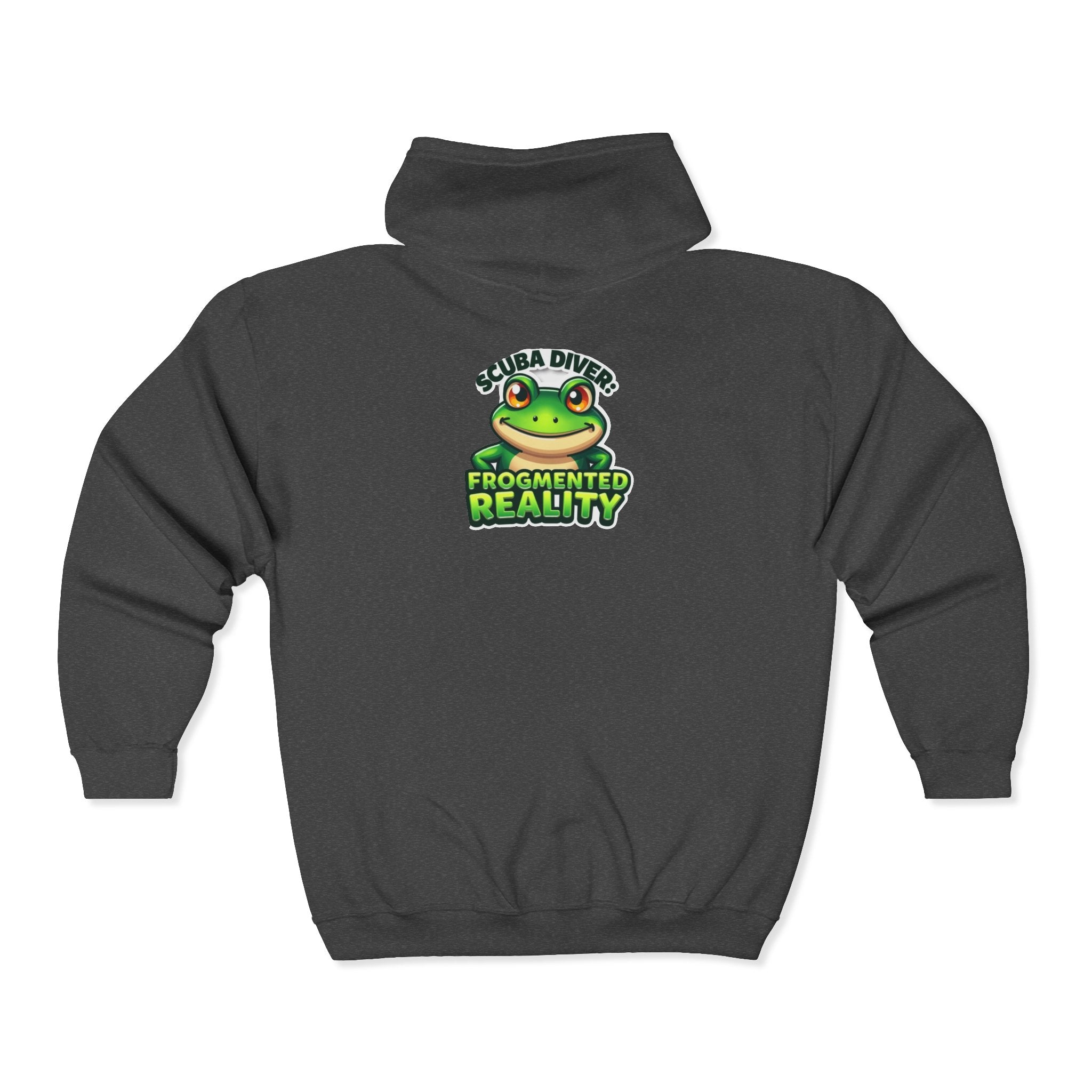 Scuba Diver Frog Full‑Zip Hoodie – "Scuba Diver, Frogmented Reality" Graphic Zip-Up