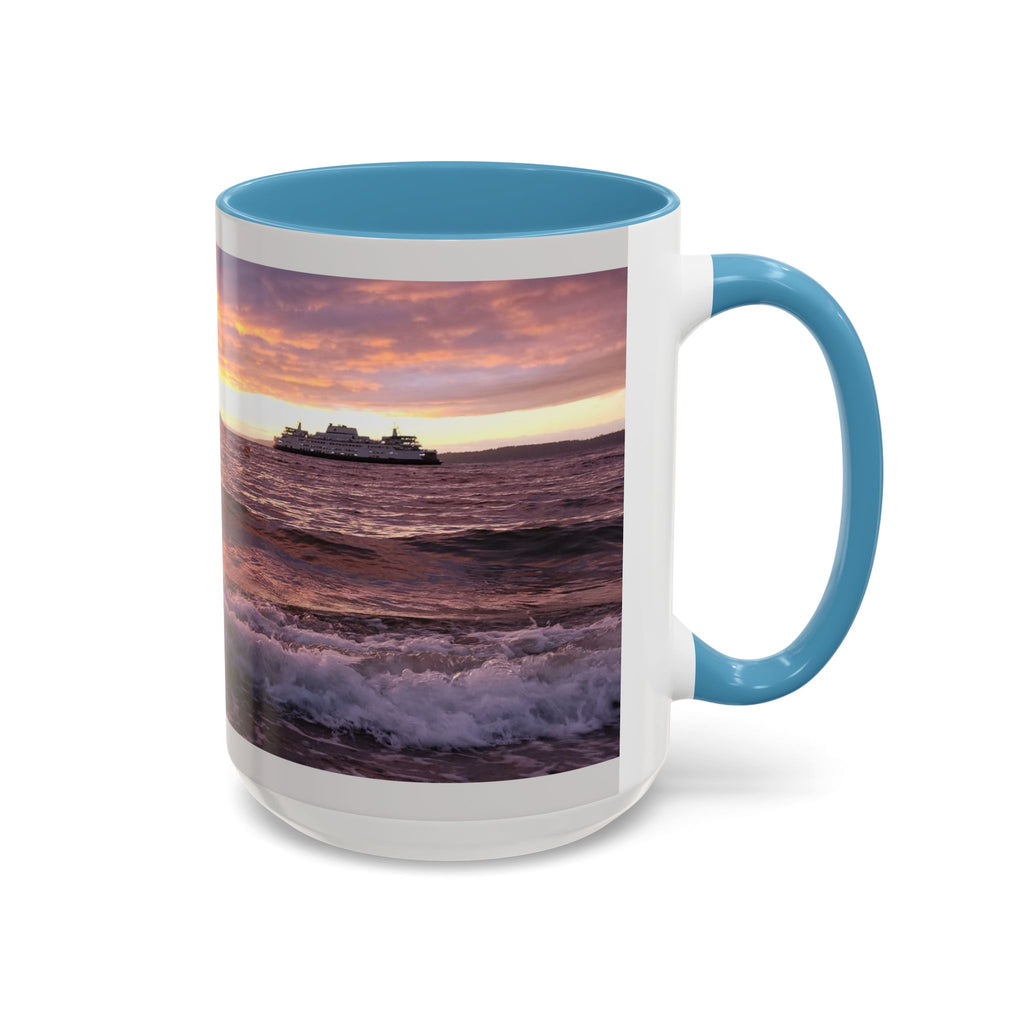 Sunset Ocean Accent Coffee Mug — Seaside Waves Sunrise Photo (11/15oz)