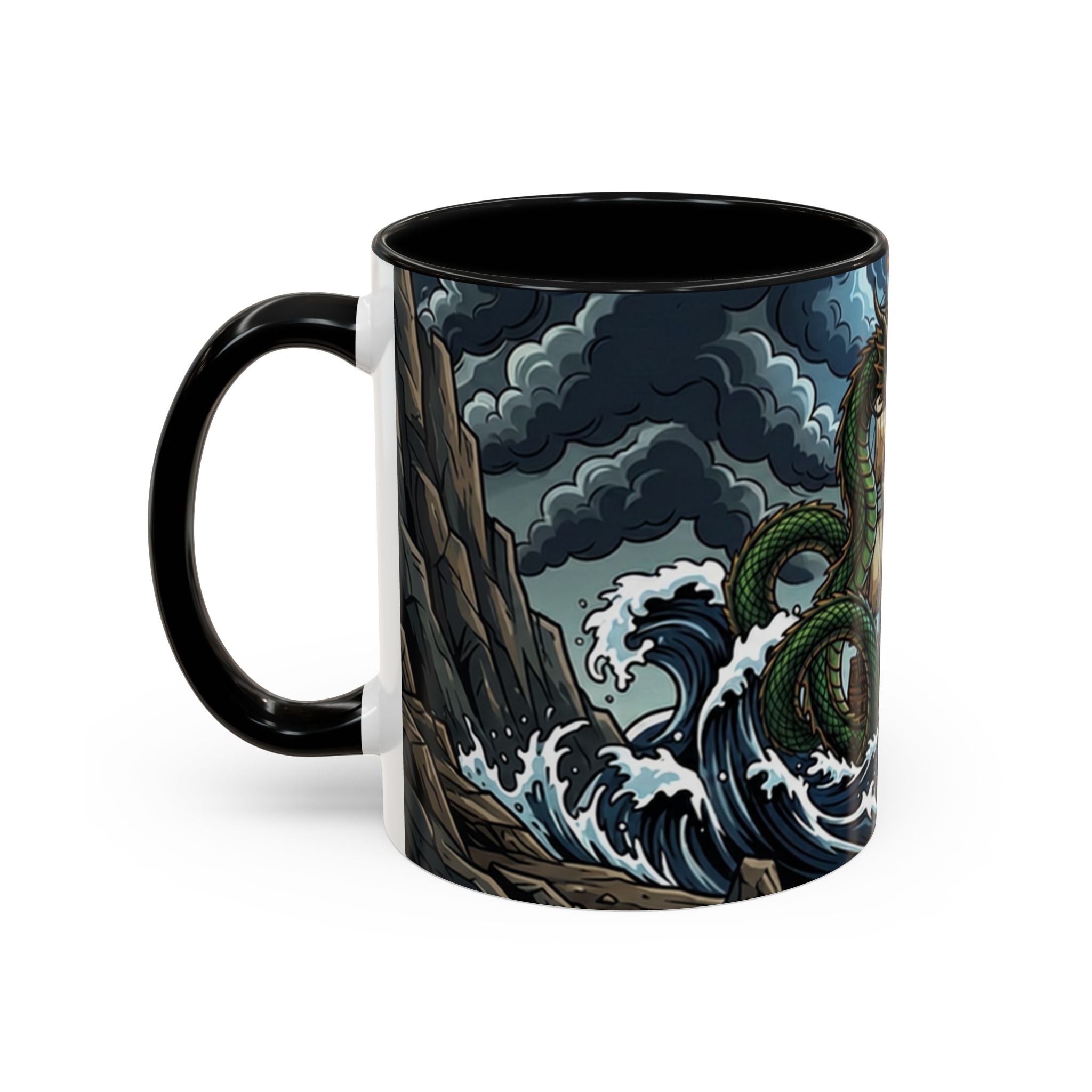 Sea Serpent Attack Coffee Mug — Nautical Storm Art Accent Mug (11/15oz)