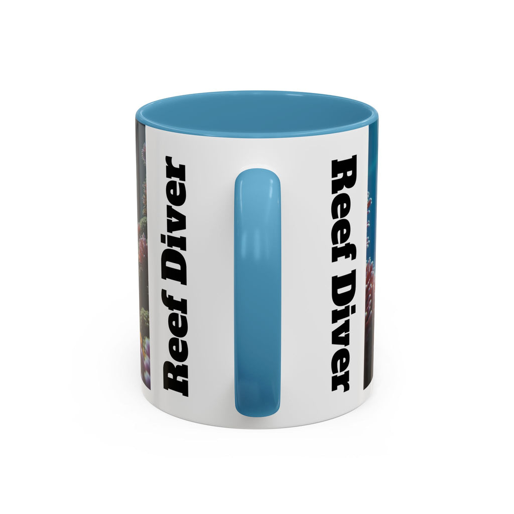 Reef Diver Accent Coffee Mug – Scuba Ocean Underwater Scene (11/15oz)