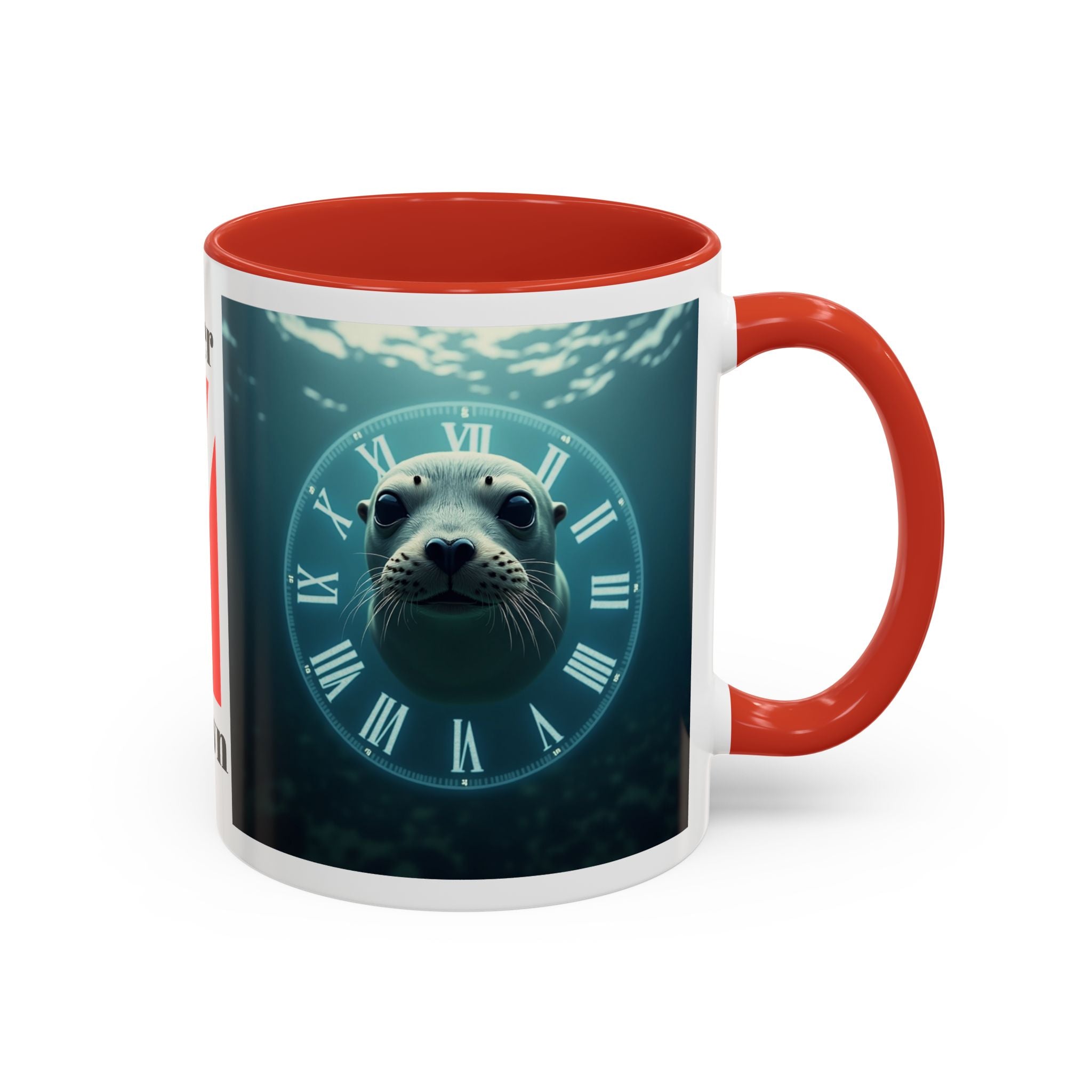 Seal Clock Accent Coffee Mug — Nautical Ocean Animal Coffee Cup (11/15 oz)
