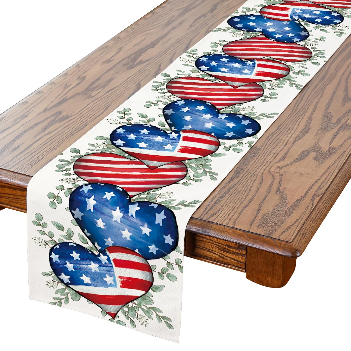 Patriotic 4th of July Table Runner — Red, White & Blue | 13" × 90"