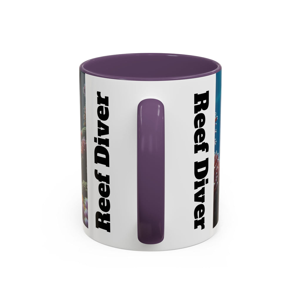 Reef Diver Accent Coffee Mug – Scuba Ocean Underwater Scene (11/15oz)