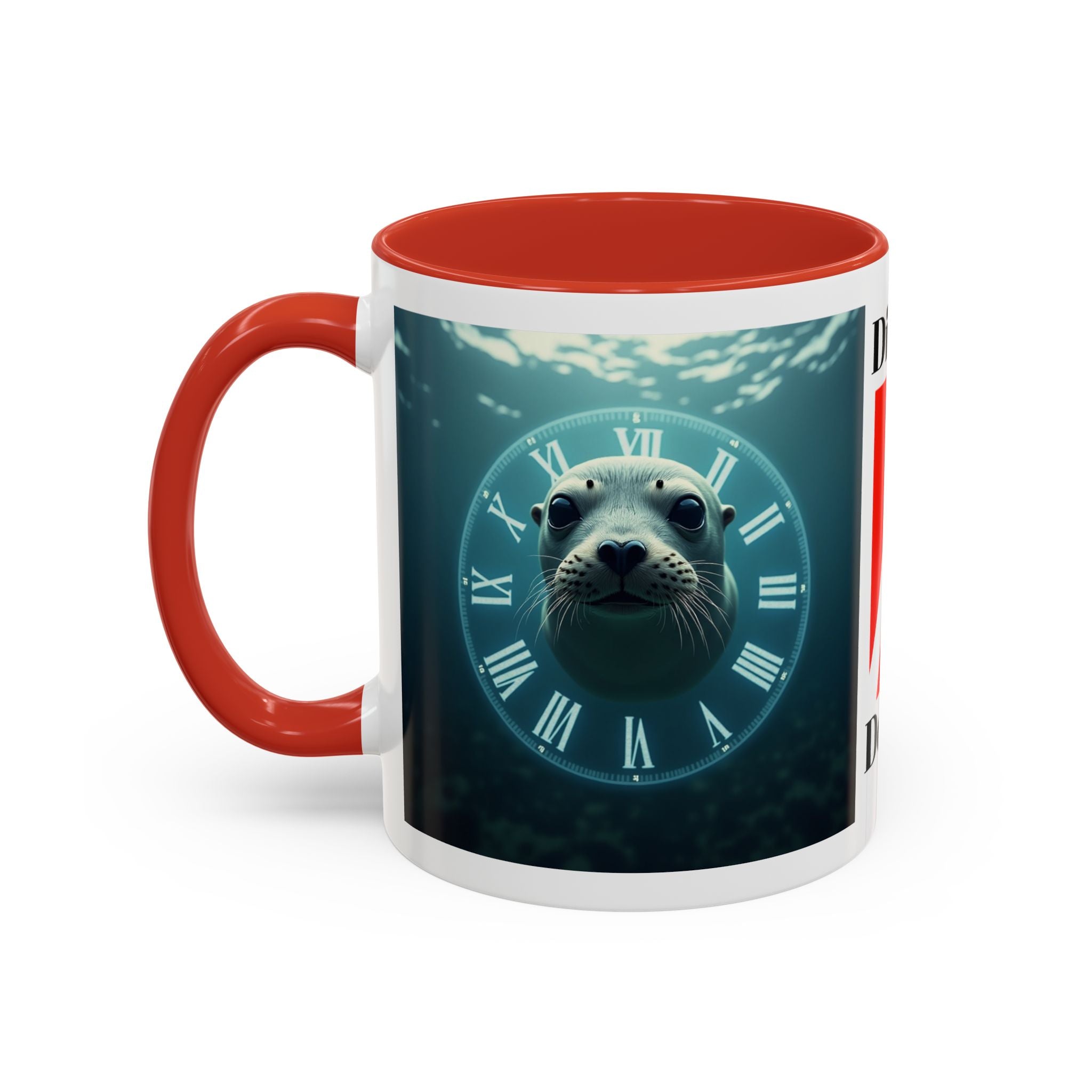 Seal Clock Accent Coffee Mug — Nautical Ocean Animal Coffee Cup (11/15 oz)