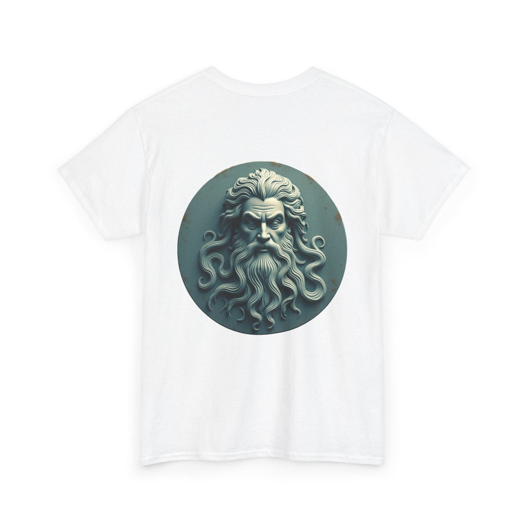 Mythic Neptune Head T-Shirt — Ocean God Sculpture Tee