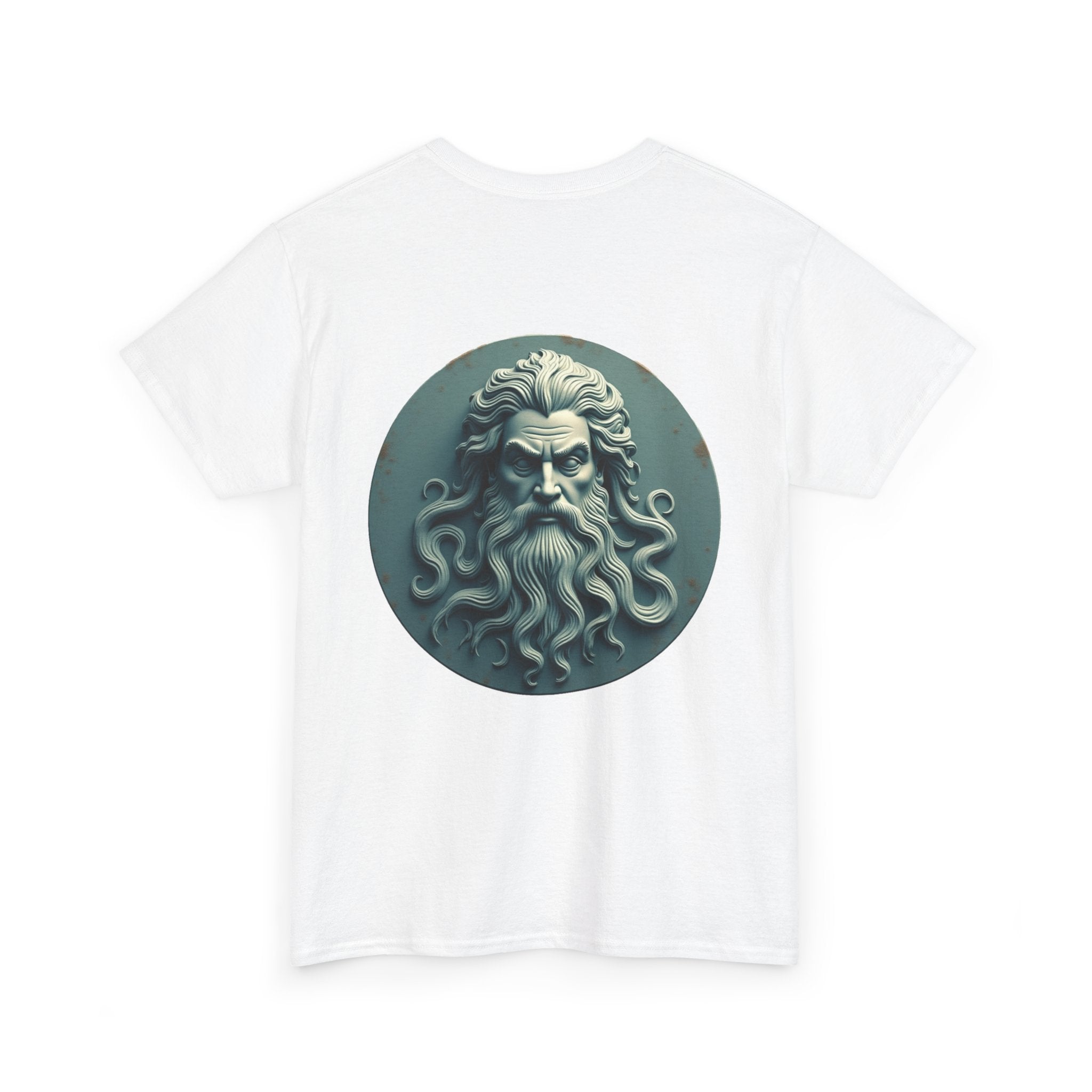 Mythic Neptune Head T-Shirt — Ocean God Sculpture Tee