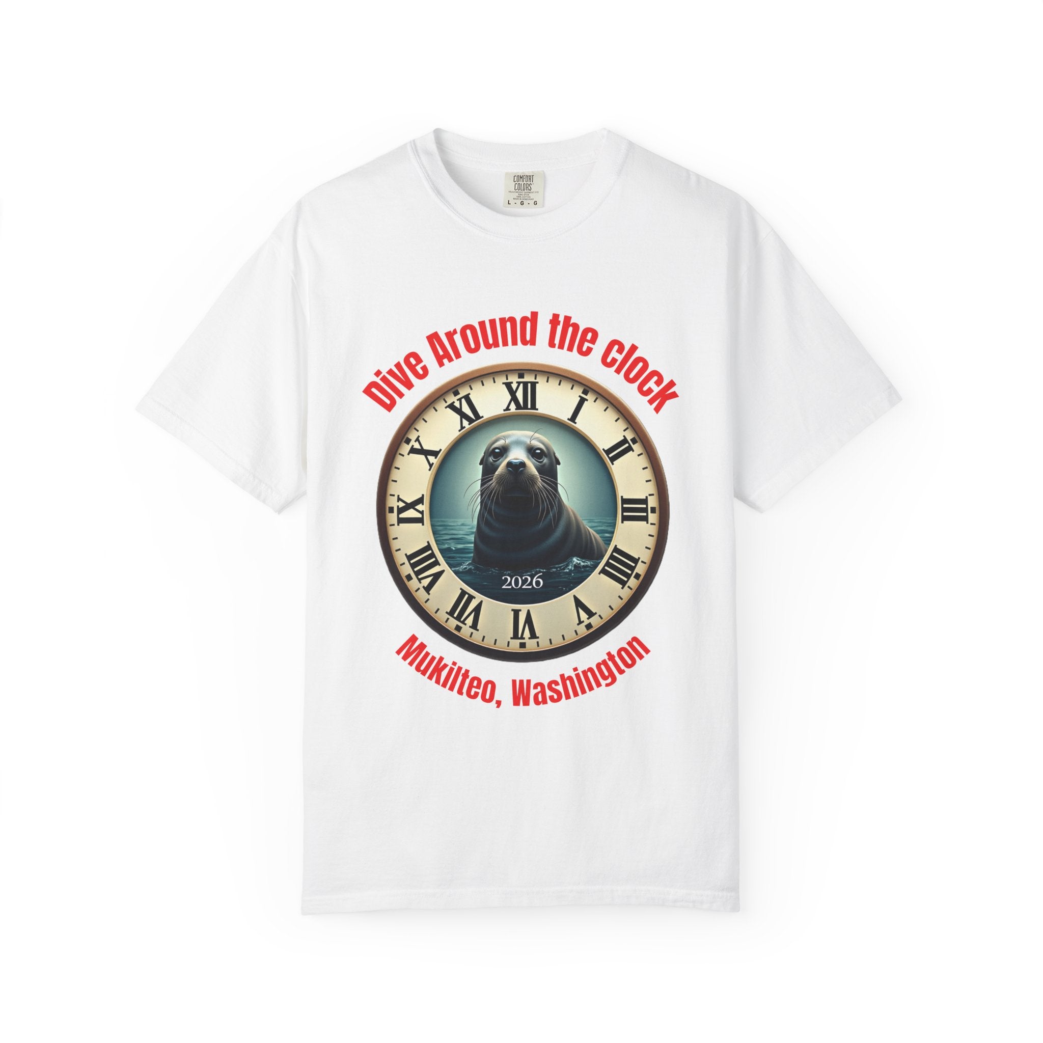 Seal Clock Graphic Tee — Vintage Roman Numeral Seal Face T-Shirt
