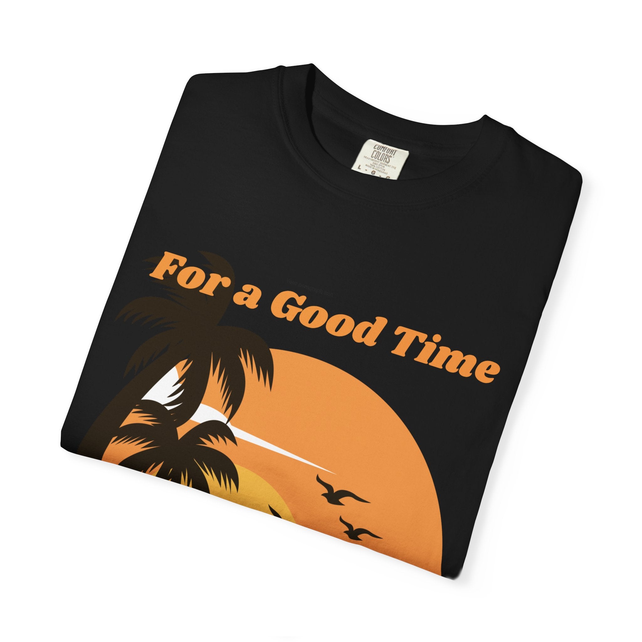 Beach Sunset T-Shirt — "For a Good Time Just Add Water" Retro Palm Tee