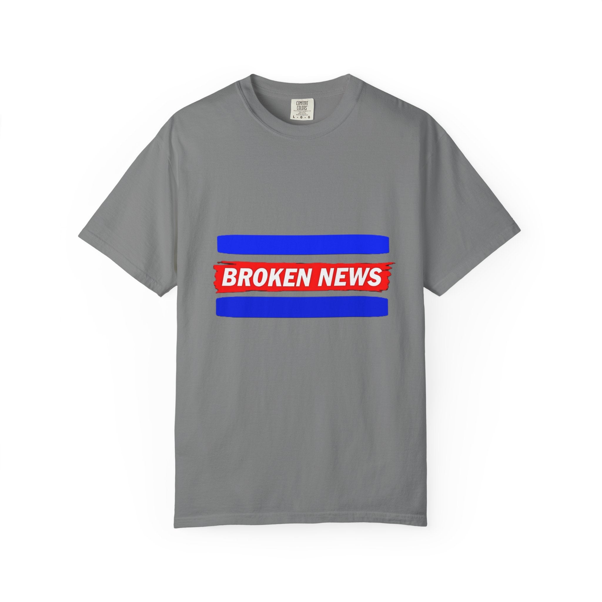 Broken News Tee — Retro Red & Blue Graphic T-Shirt