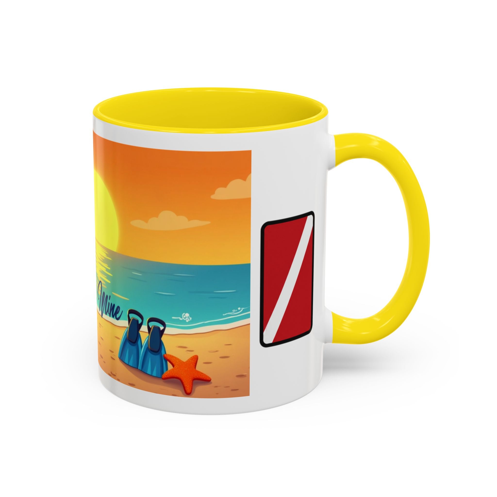 Diver's Sunset Accent Coffee Mug — Beach Scuba Dive Graphic (11/15oz)