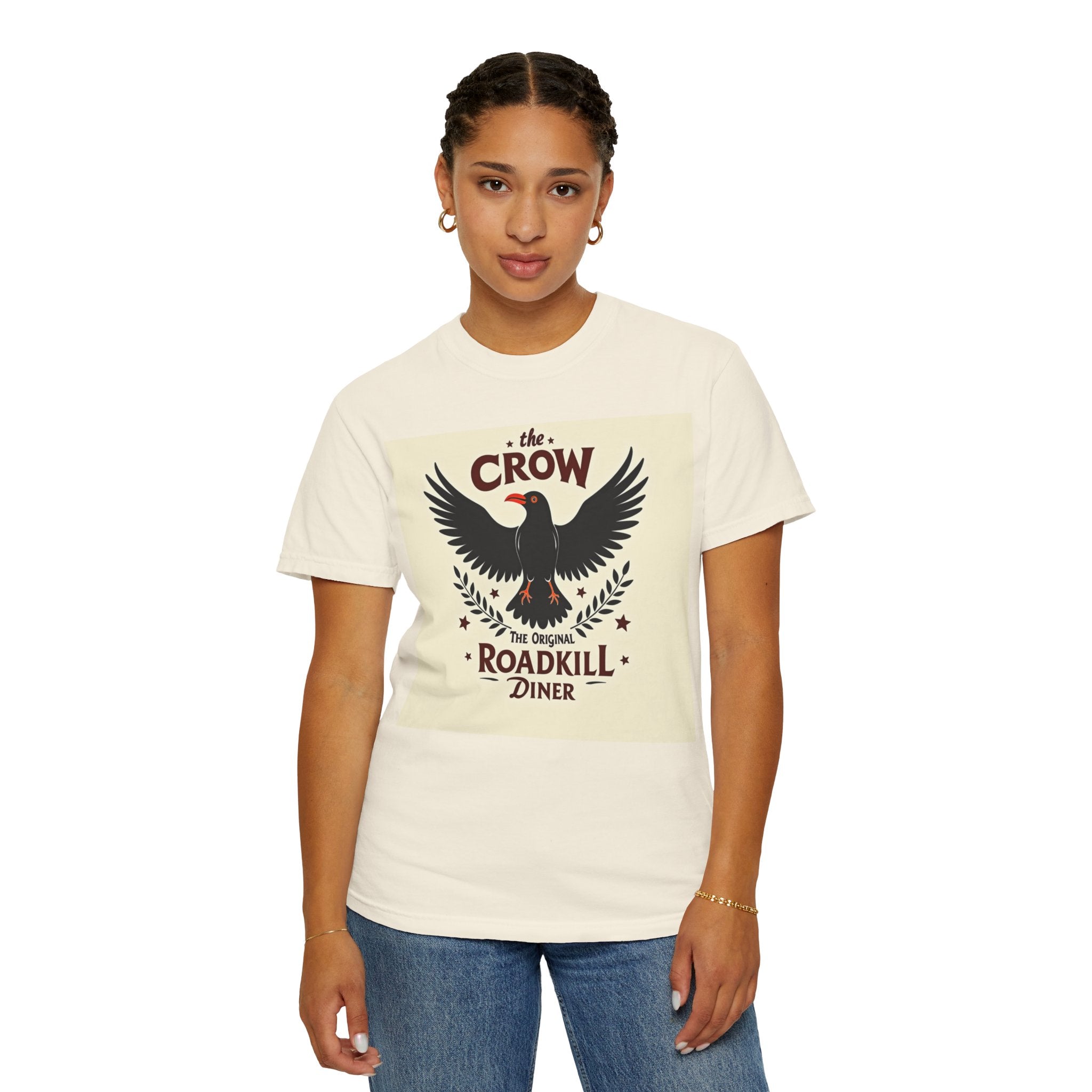 Crow Roadkill Diner T-Shirt — Retro Raven Graphic Tee