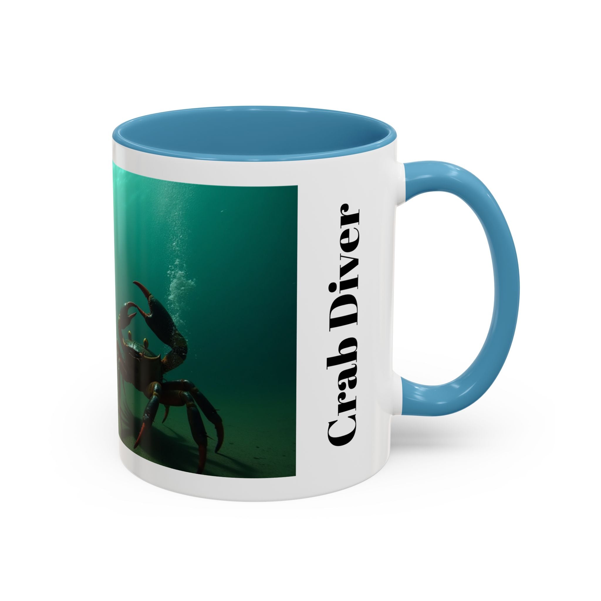 Crab Diver Accent Coffee Mug — Underwater Scuba Scene (11/15oz)