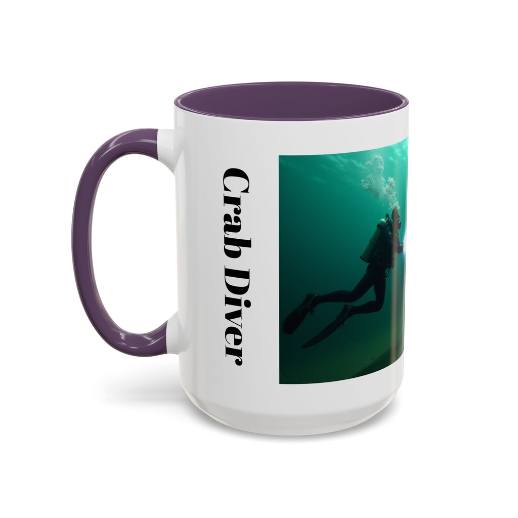 Crab Diver Accent Coffee Mug — Underwater Scuba Scene (11/15oz)