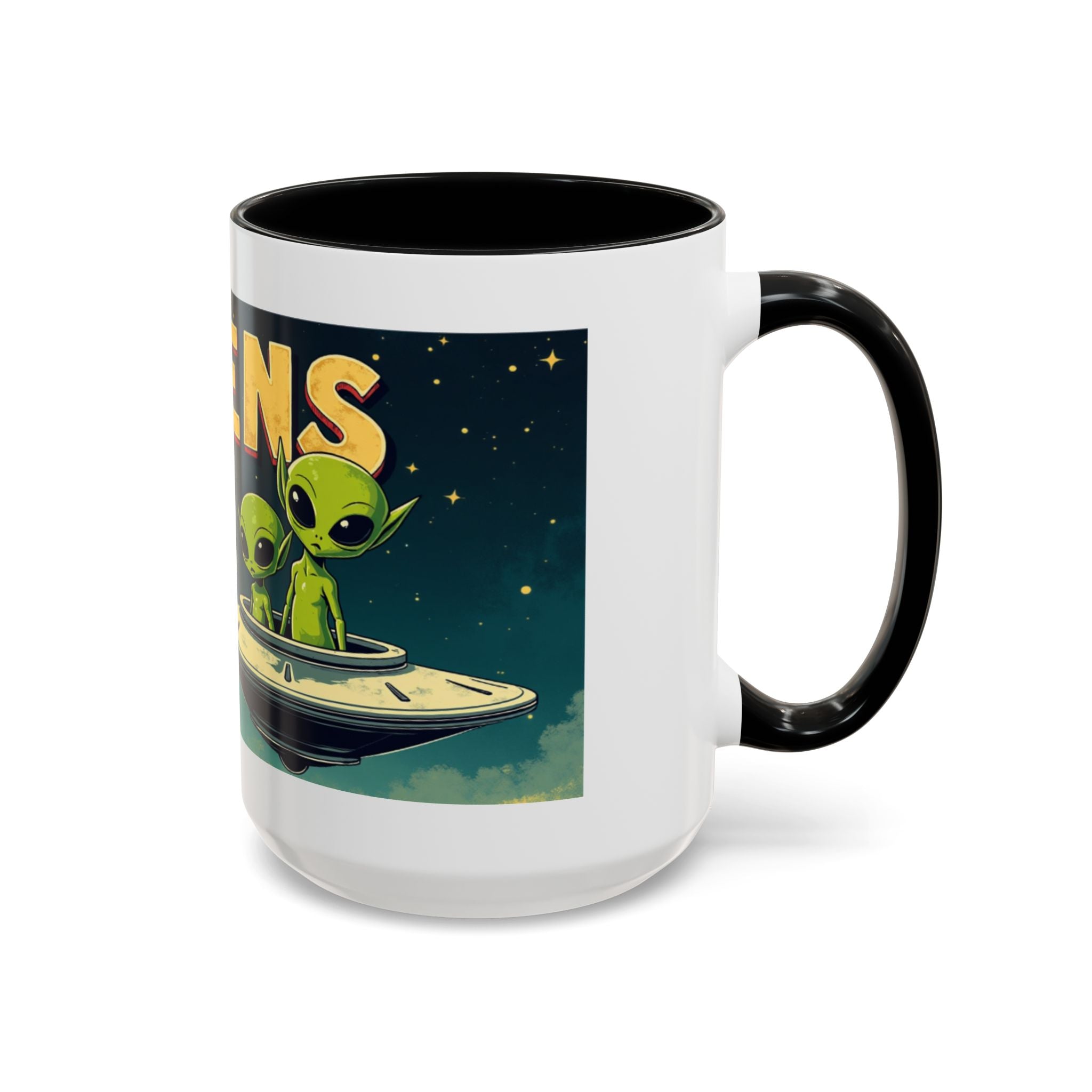 Alien Coffee Mug — "We Are Aliens" Retro UFO Accent Mug (11/15oz)