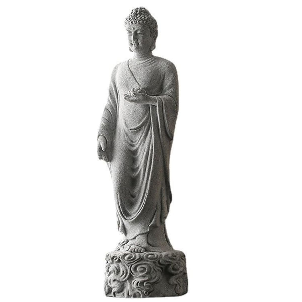livelyfish Japanese Buddha Statue – Sandstone Zen Aquarium & Garden Sculpture