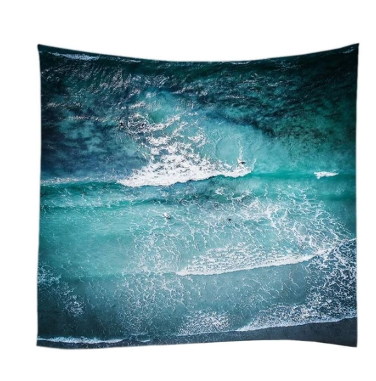 Ocean Wave Tapestry – Boho Wall Hanging | 59×51 inches