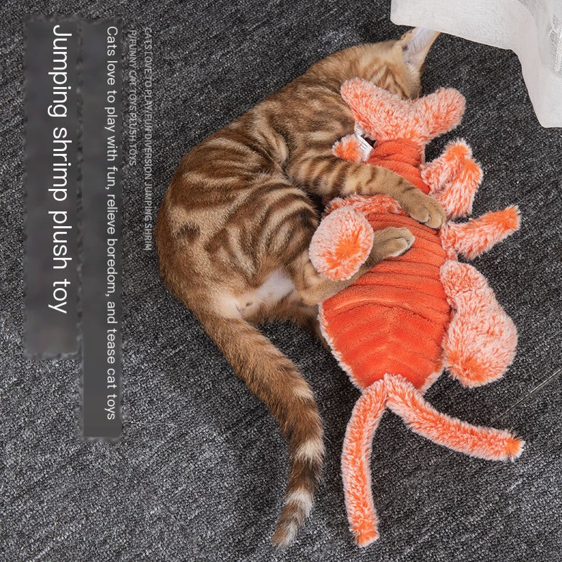 USB Rechargeable Jumping Lobster Cat Toy Plush Chew
