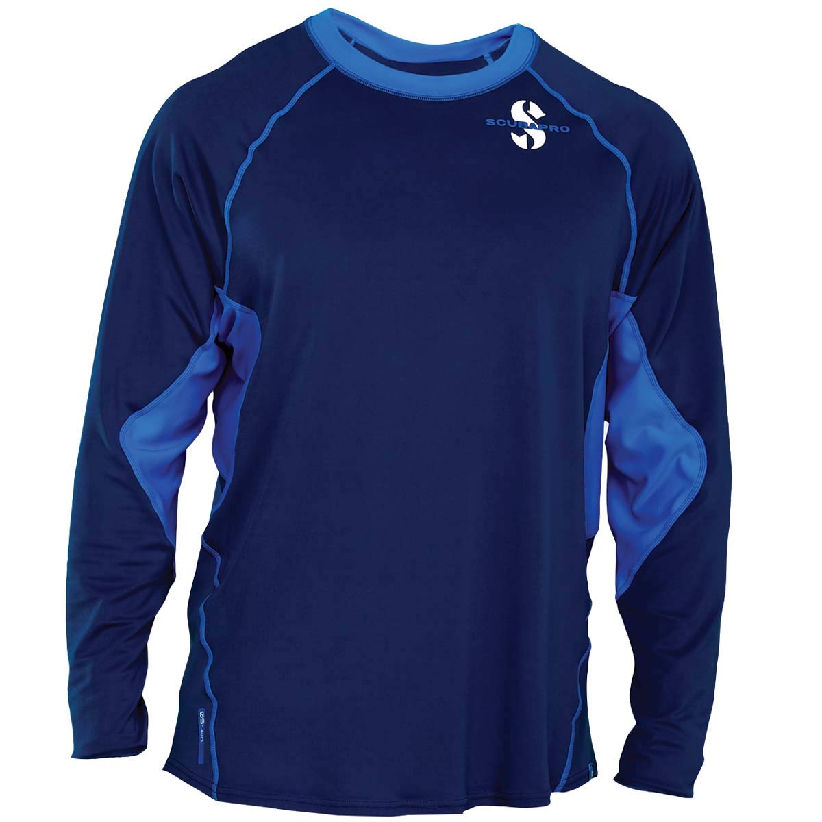 SCUBAPRO Men's Channel Flow UPF 50+ Long Sleeve Rash Guard – Diving Shirt, Aegean Blue (2XL)