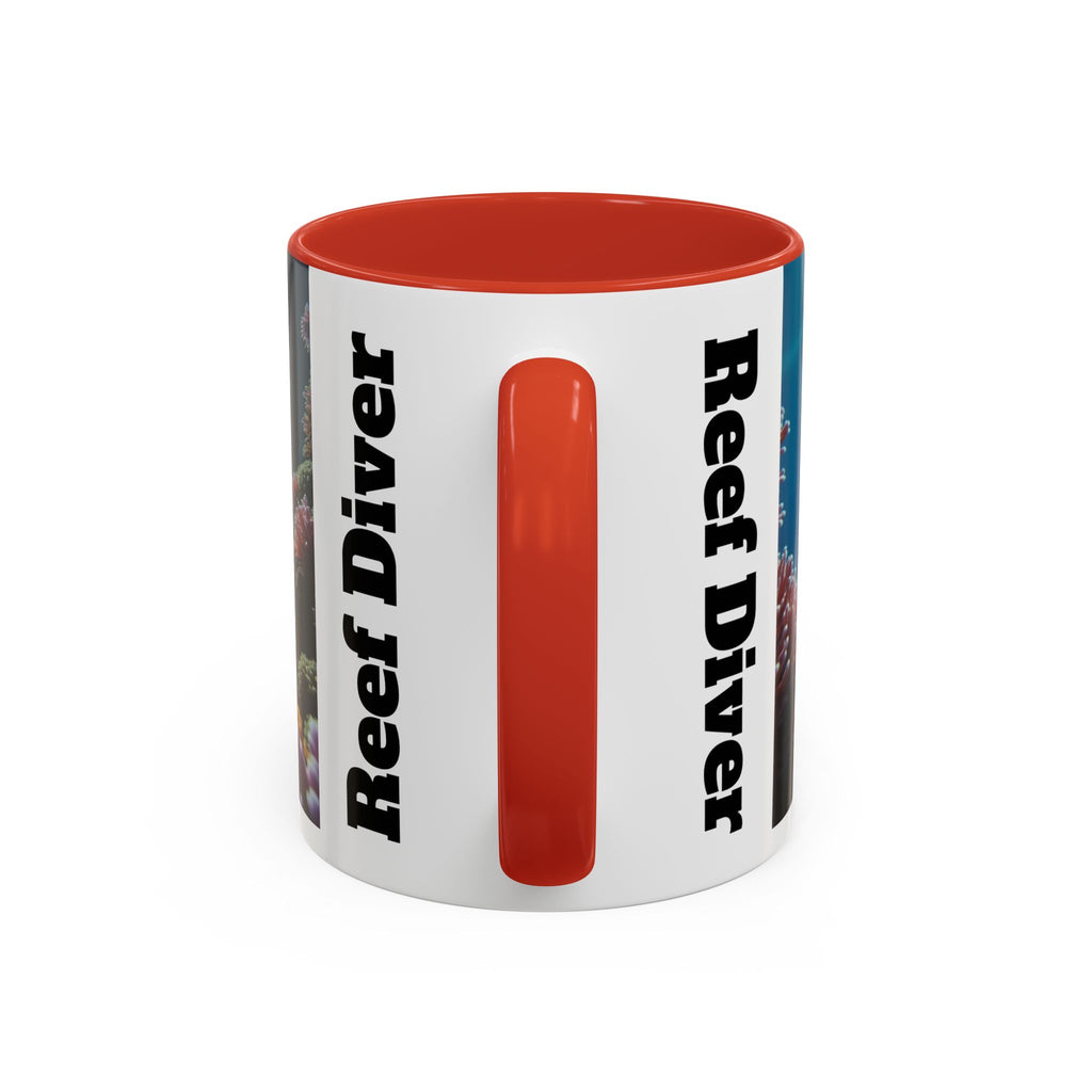 Reef Diver Accent Coffee Mug – Scuba Ocean Underwater Scene (11/15oz)