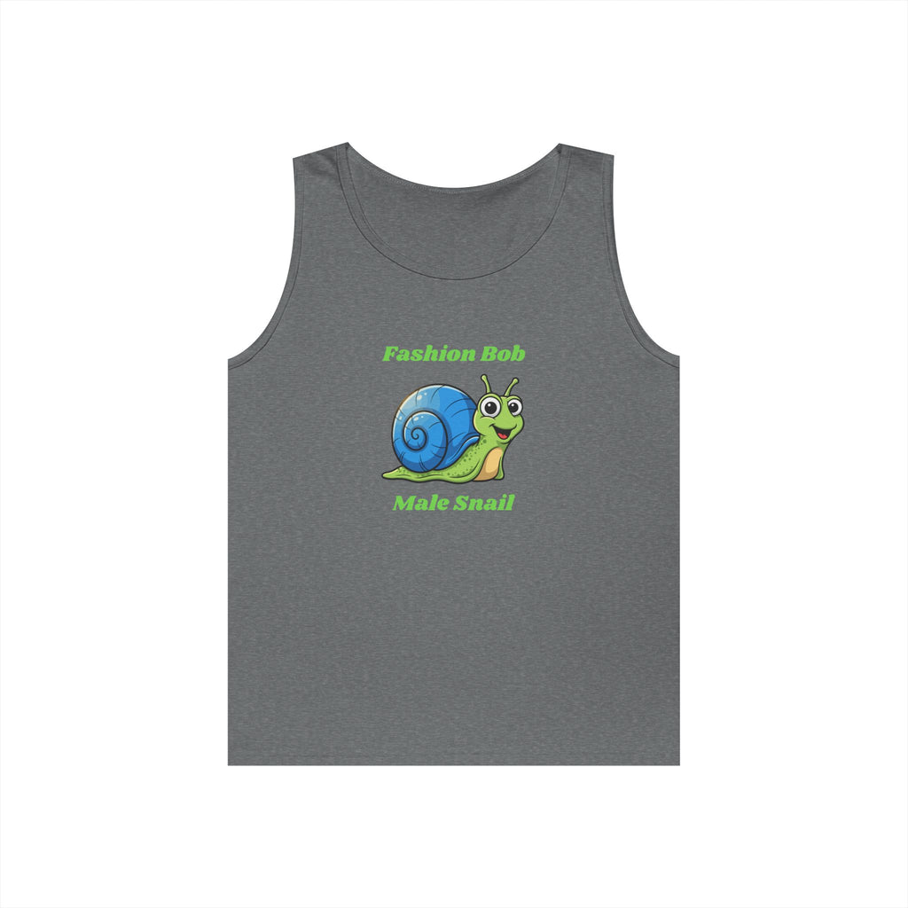 Fashion Bob Male Snail Tank Top — Cute Cartoon Snail Graphic Tee for Snail Lovers