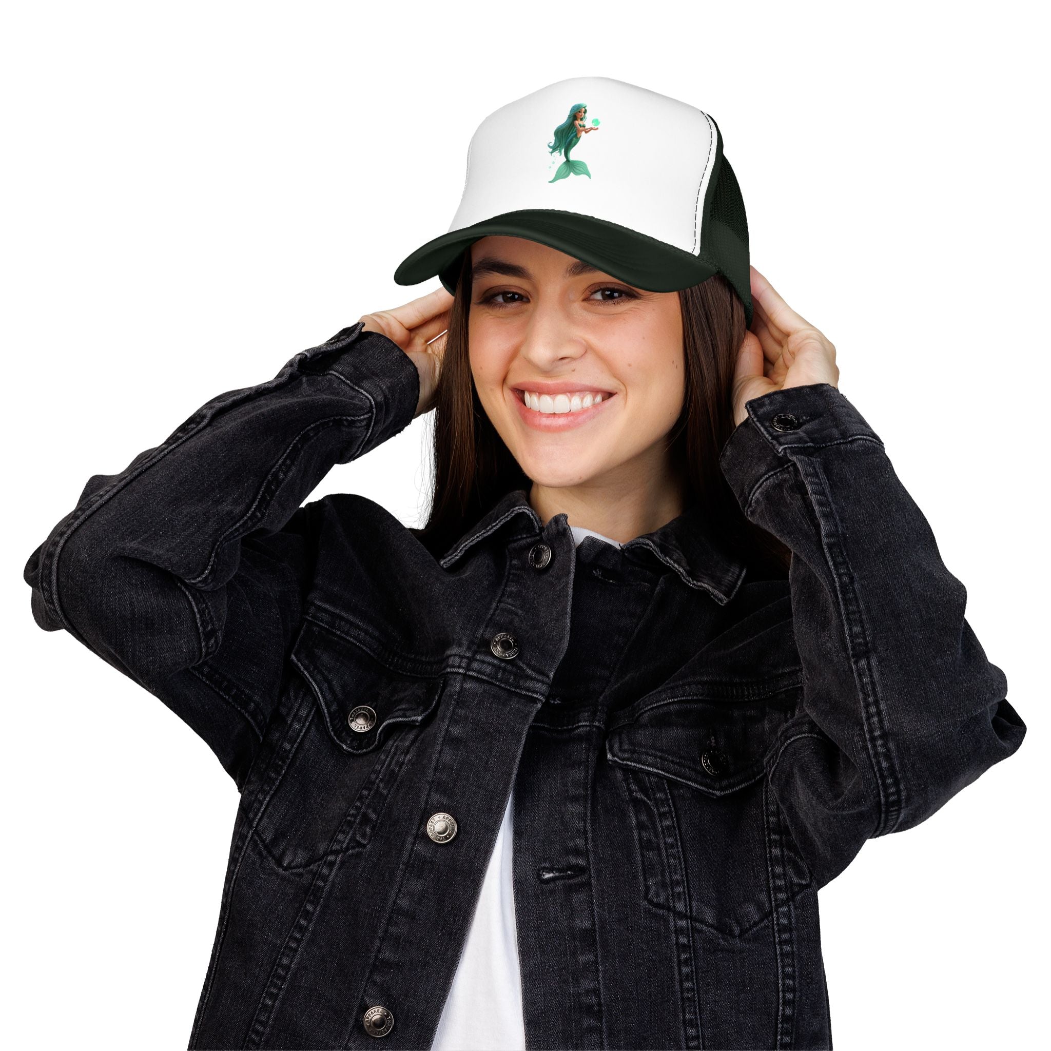 Mermaid Trucker Hat — Cute Teal Mermaid Foam Cap