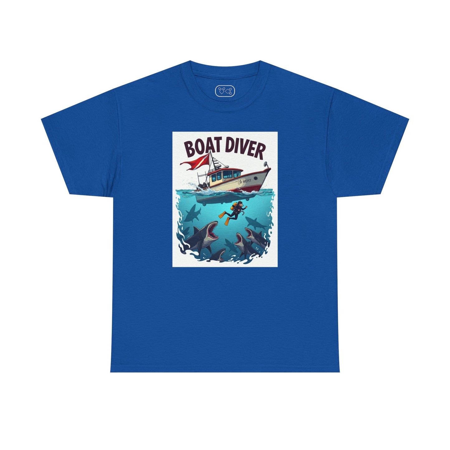 Boat Diver T‑Shirt – Scuba Diving Graphic Tee with Boat and Underwater Scene