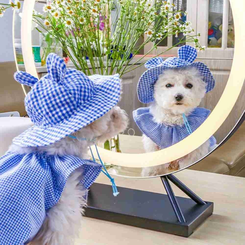 Adjustable Pet Dog Hat - Cute Checkered Summer Cap