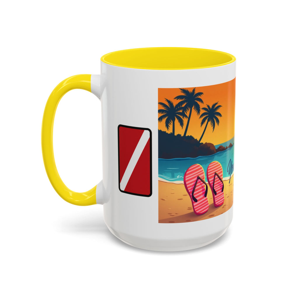 Diver's Sunset Accent Coffee Mug — Beach Scuba Dive Graphic (11/15oz)