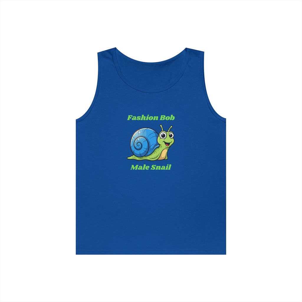Fashion Bob Male Snail Tank Top — Cute Cartoon Snail Graphic Tee for Snail Lovers