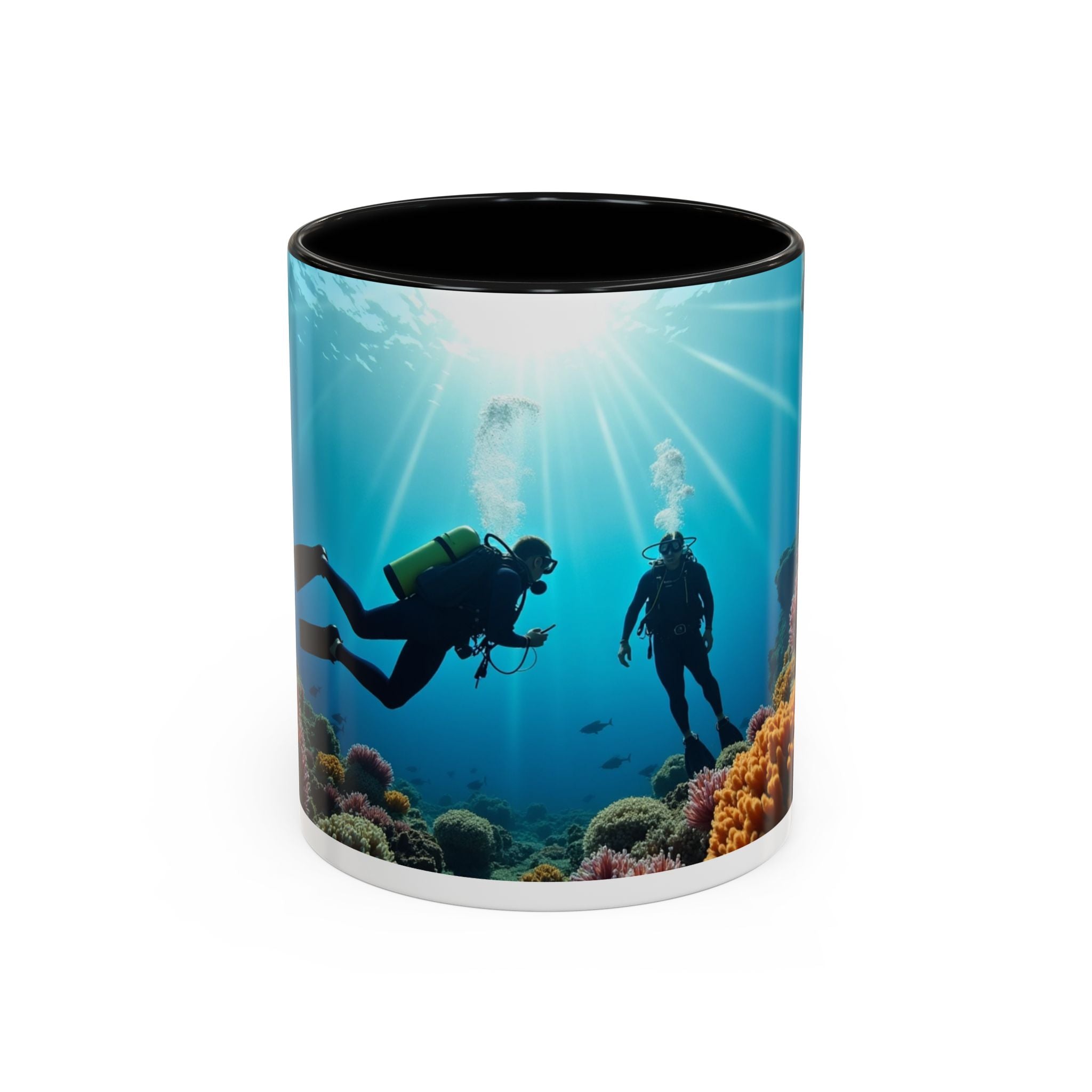 Reef Diver Accent Coffee Mug – Scuba Ocean Underwater Scene (11/15oz)
