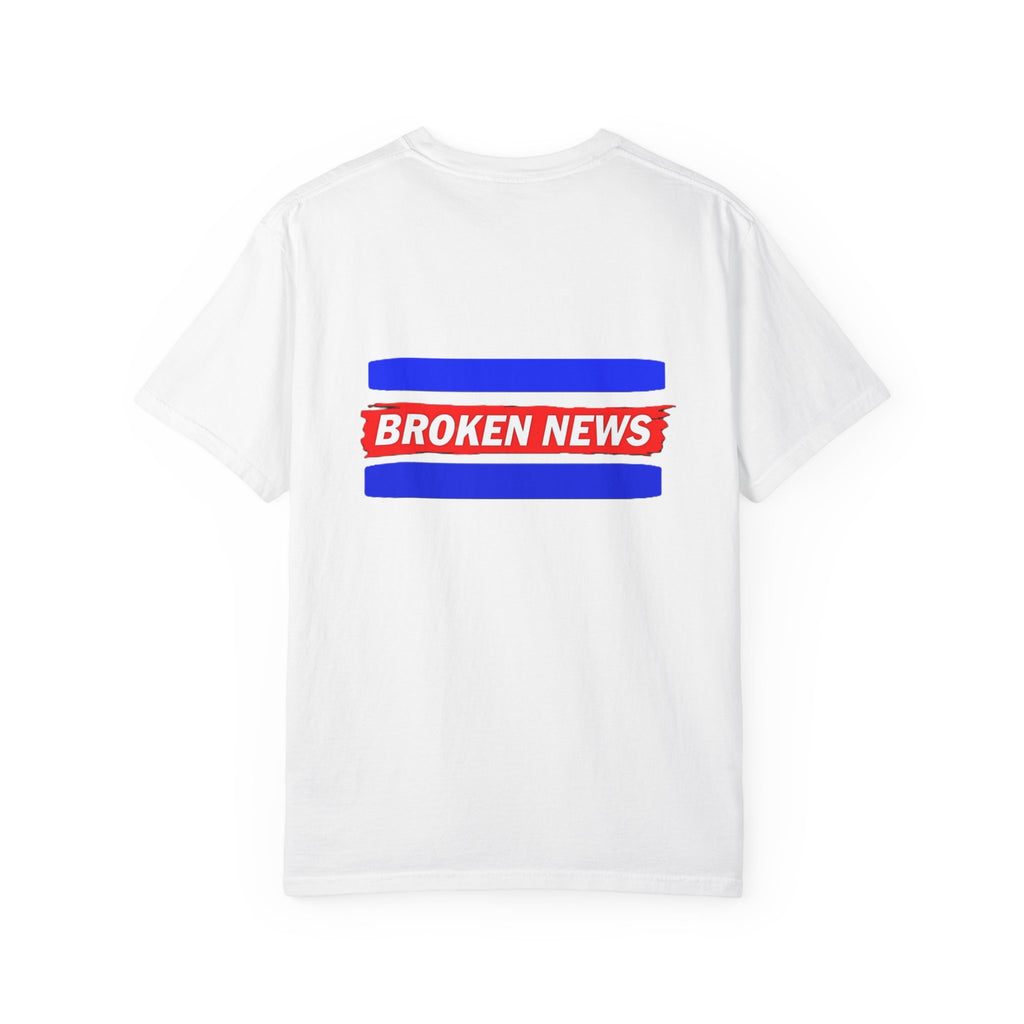 Broken News Tee — Retro Red & Blue Graphic T-Shirt