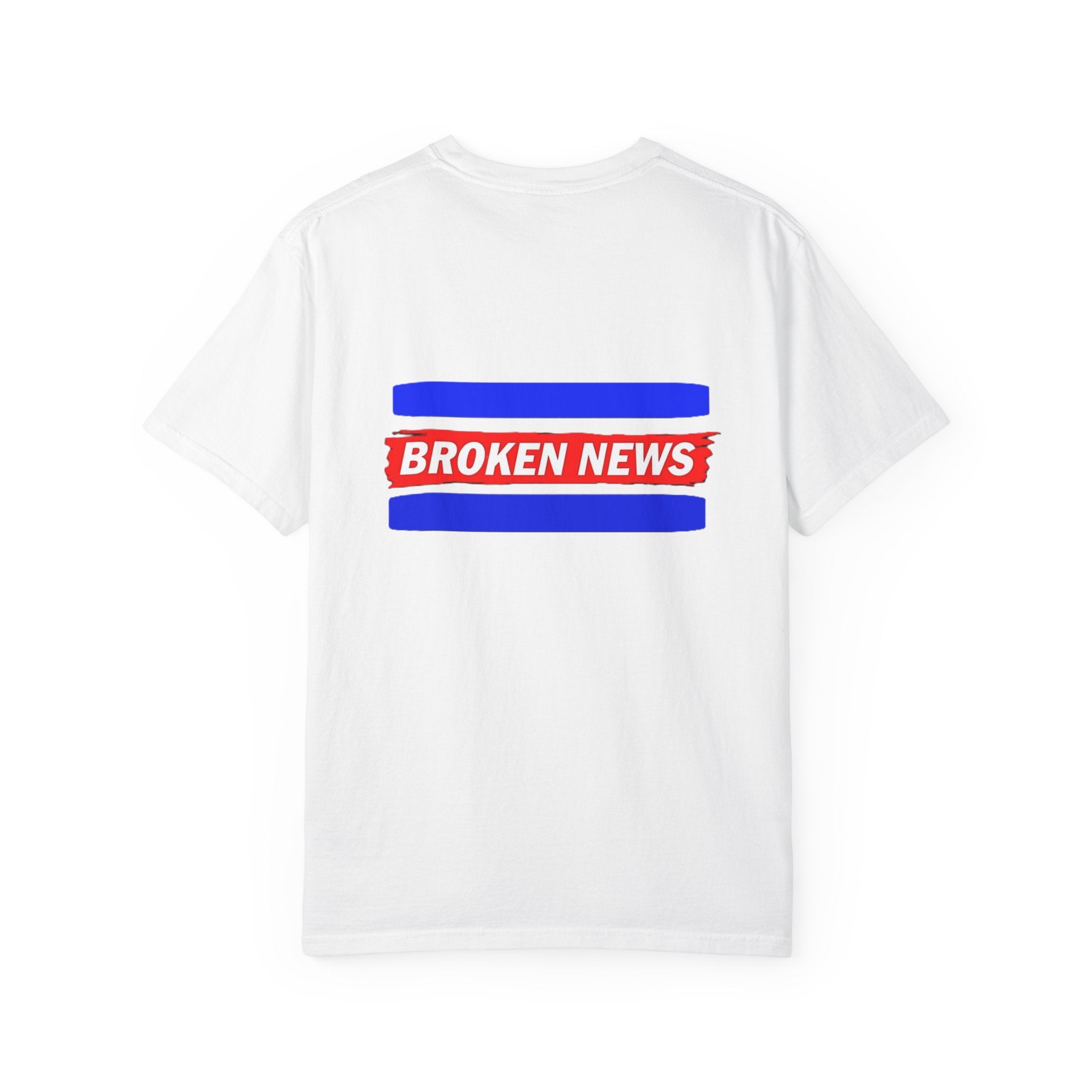 Broken News Tee — Retro Red & Blue Graphic T-Shirt