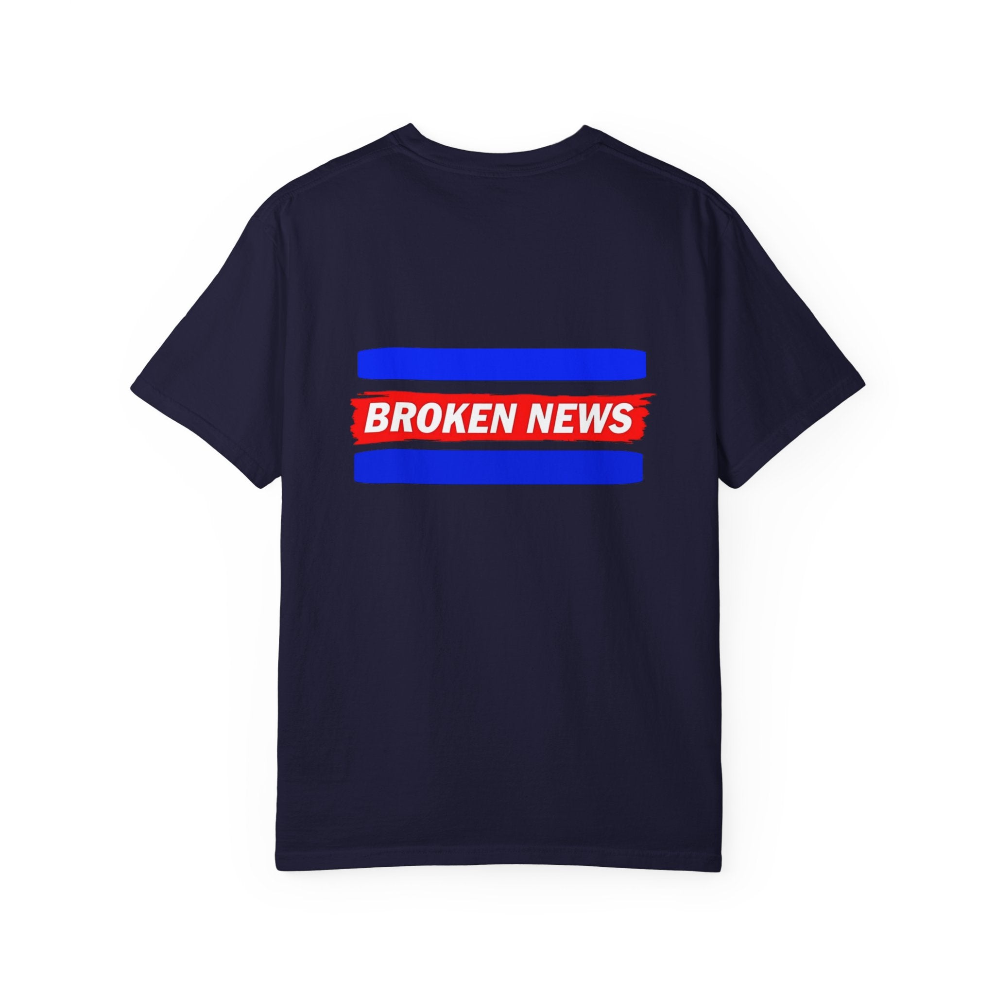 Broken News Tee — Retro Red & Blue Graphic T-Shirt