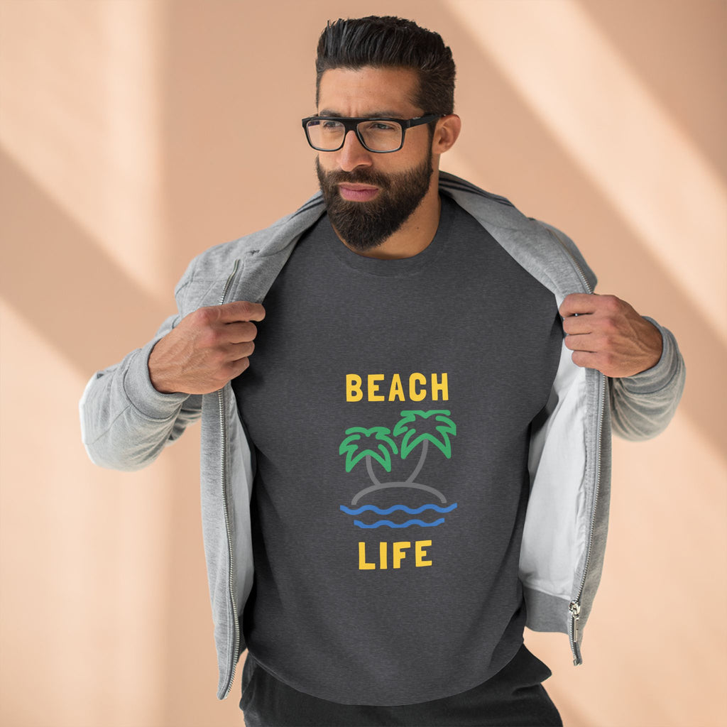 Beach Life Crewneck Sweatshirt — Palm Tree Island Graphic