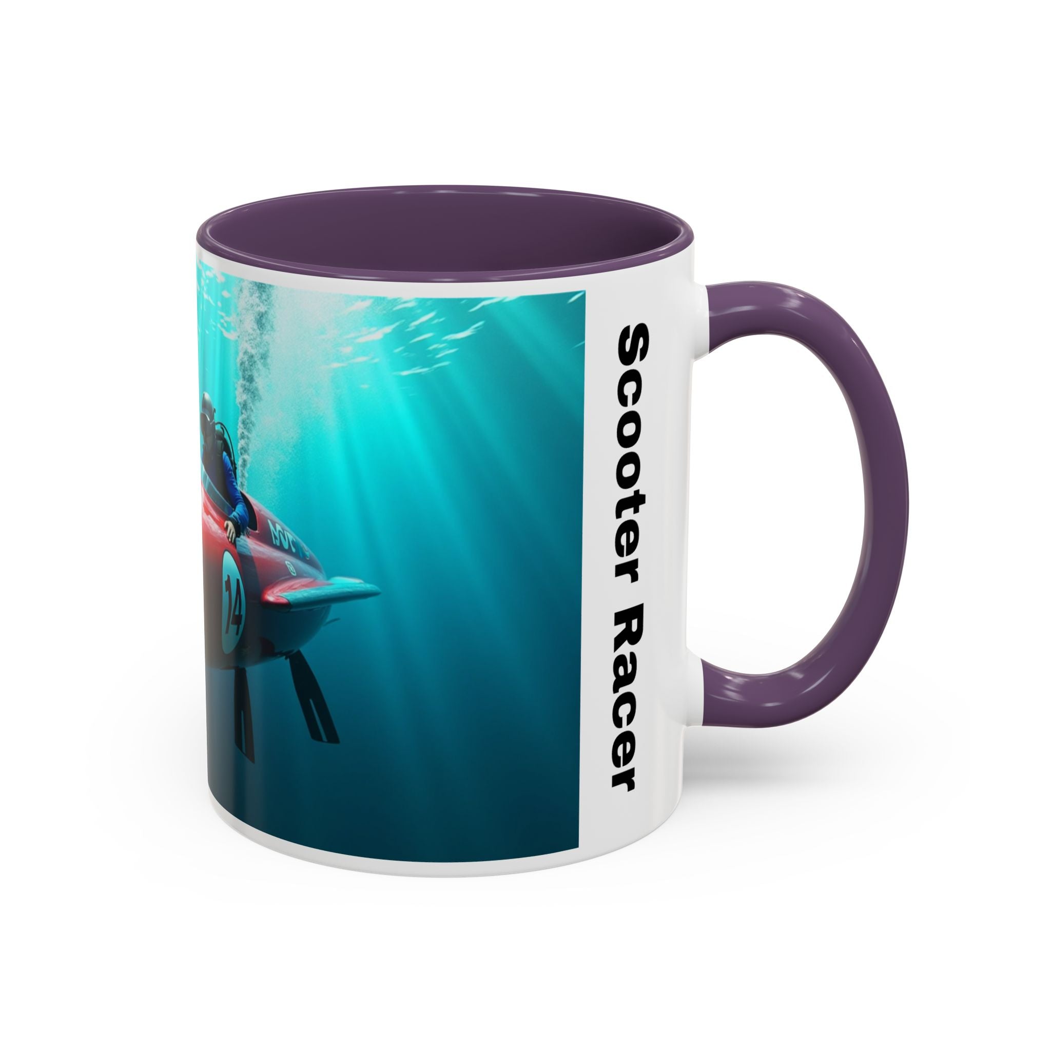 Scooter Racer Coffee Mug — Underwater Sea Scooter Racing Design (11/15oz)