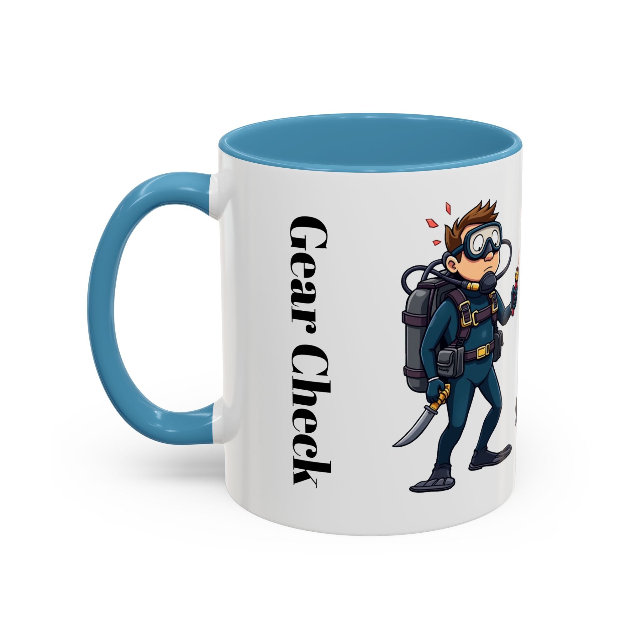 Hockey 'Gear Check' Accent Coffee Mug — Funny Hockey Player Illustration (11/15oz)