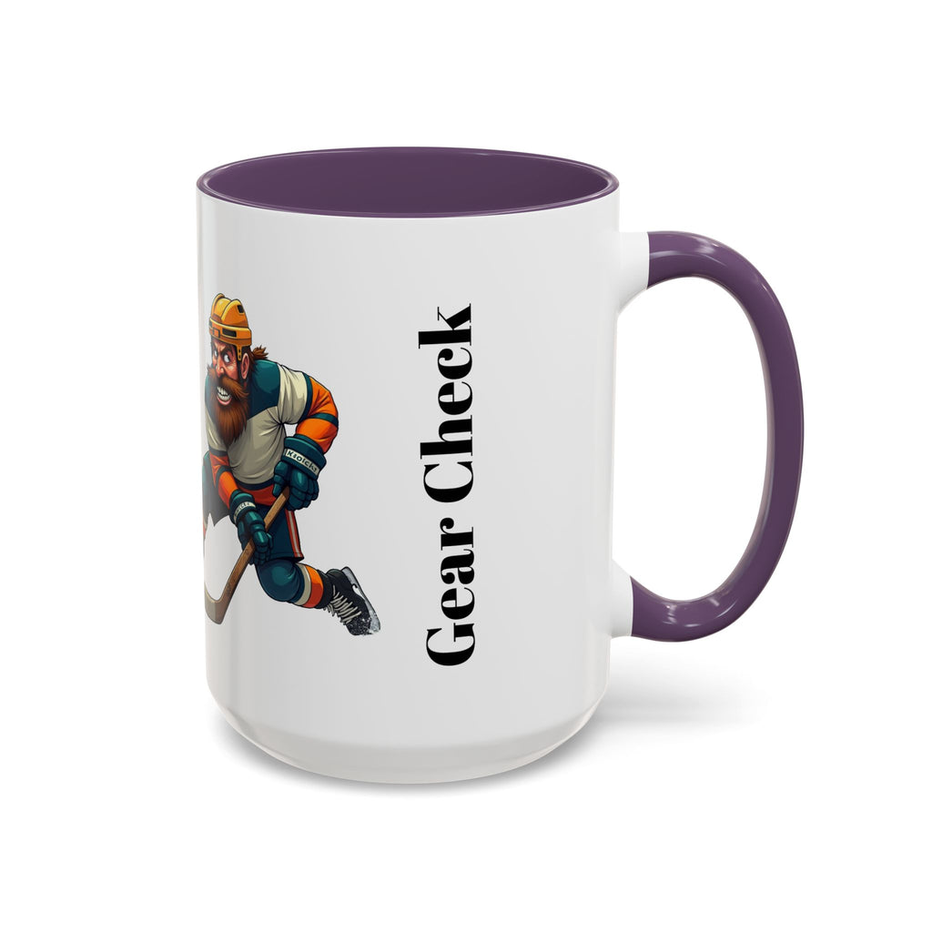 Hockey 'Gear Check' Accent Coffee Mug — Funny Hockey Player Illustration (11/15oz)