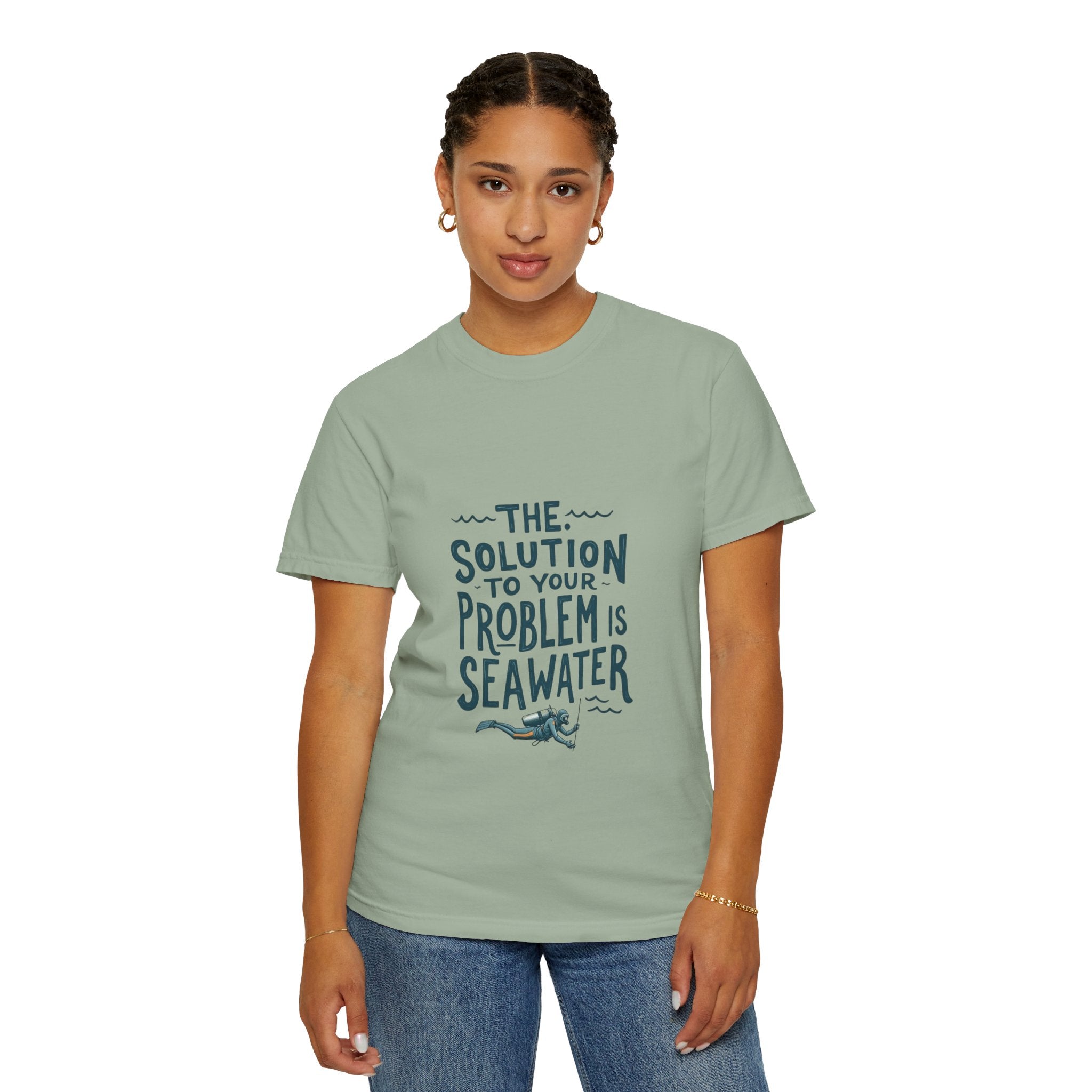Sea Therapy T-Shirt — "The Solution to Your Problem is Seawater" Ocean Quote Tee
