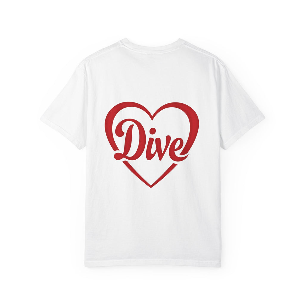 Dive Heart T-Shirt – Red Script Swim/Dive Team Tee