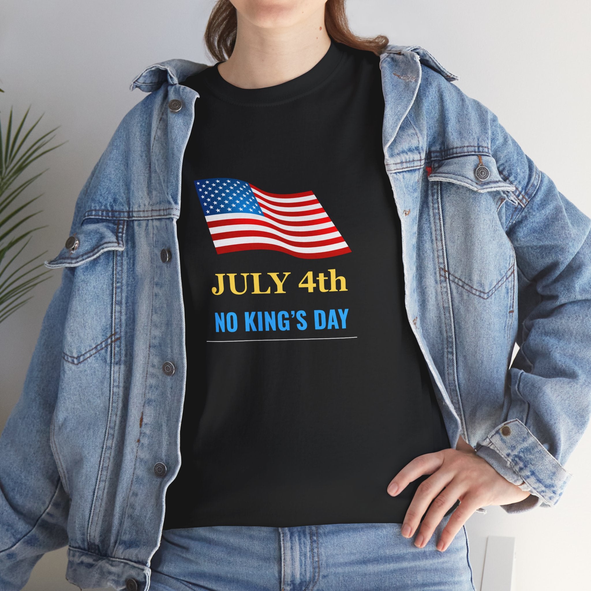 Fourth of July T-Shirt - "July 4th No King's Day" American Flag Tee
