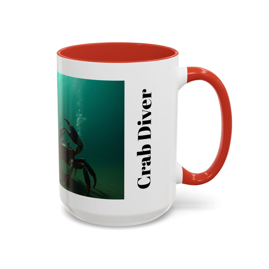 Crab Diver Accent Coffee Mug — Underwater Scuba Scene (11/15oz)