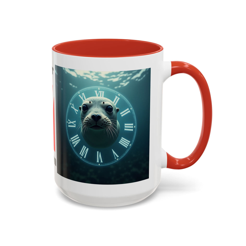 Seal Clock Accent Coffee Mug — Nautical Ocean Animal Coffee Cup (11/15 oz)