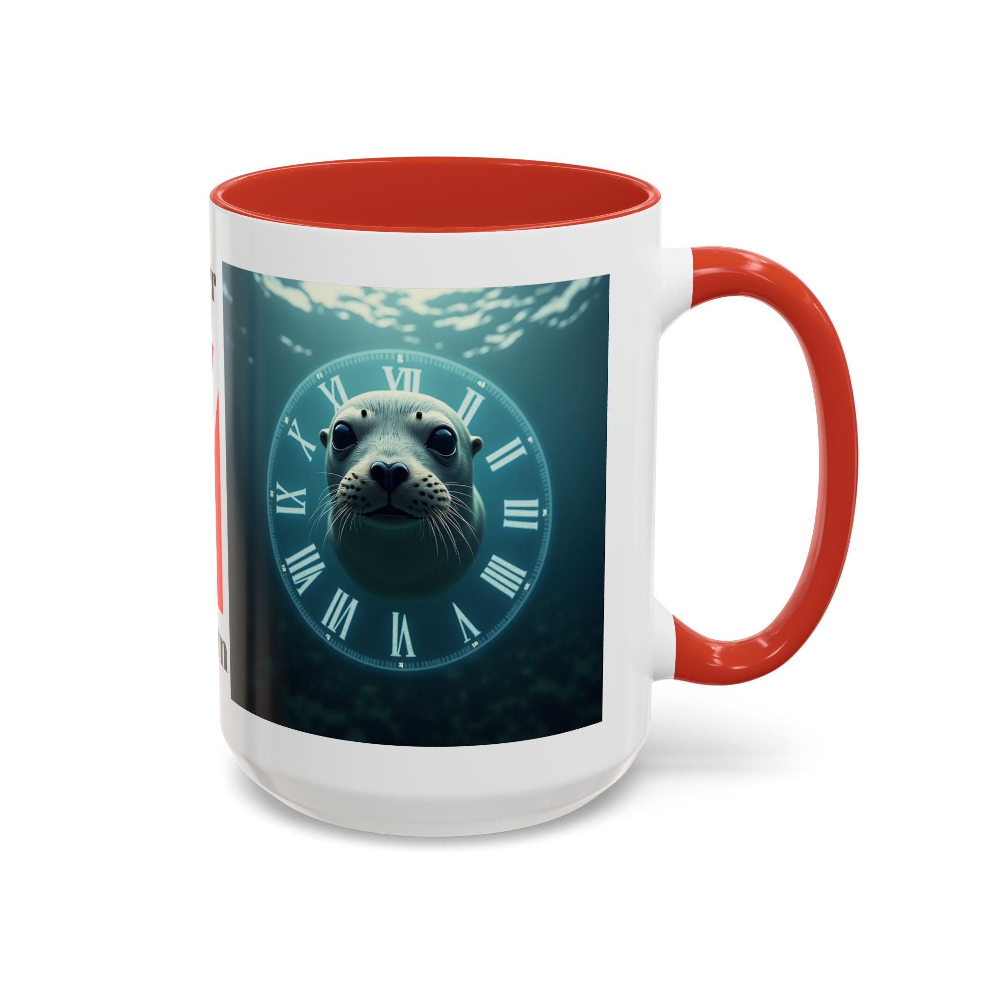 Seal Clock Accent Coffee Mug — Nautical Ocean Animal Coffee Cup (11/15 oz)