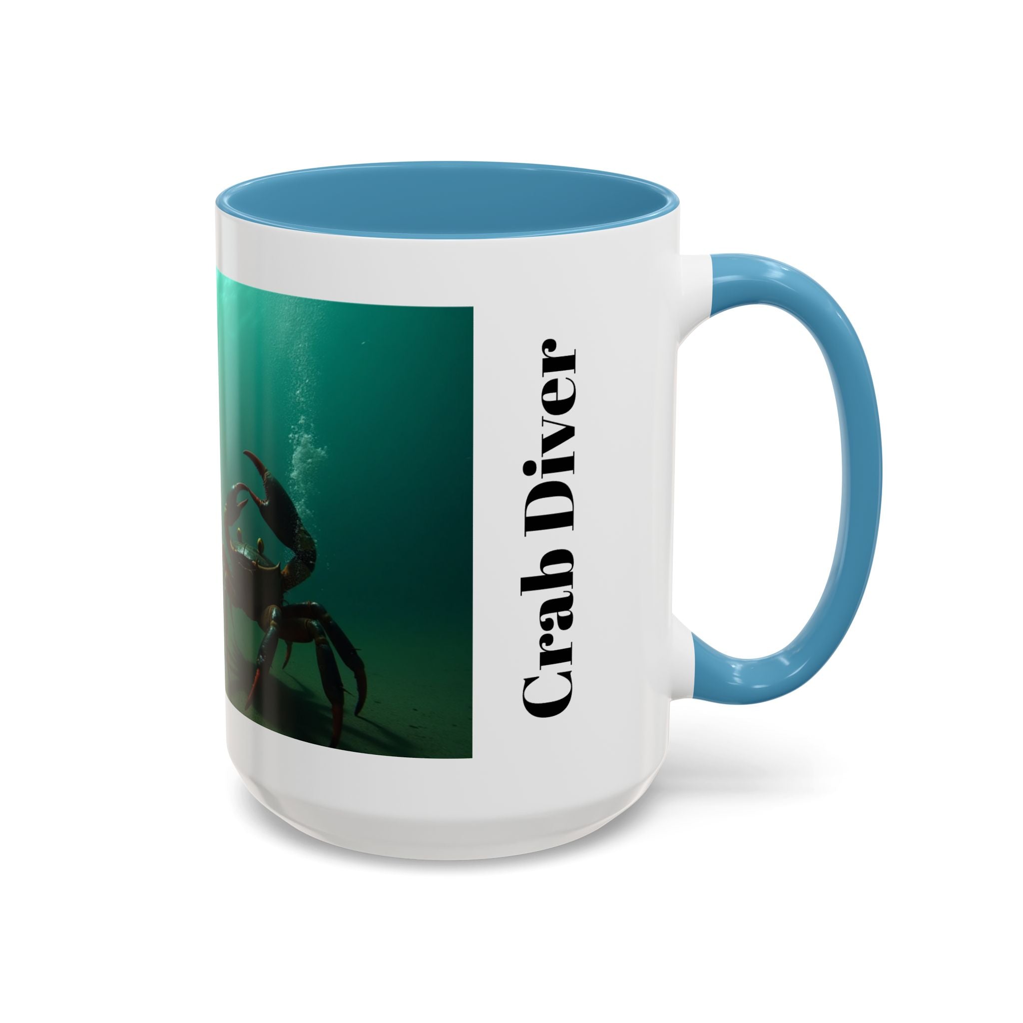 Crab Diver Accent Coffee Mug — Underwater Scuba Scene (11/15oz)
