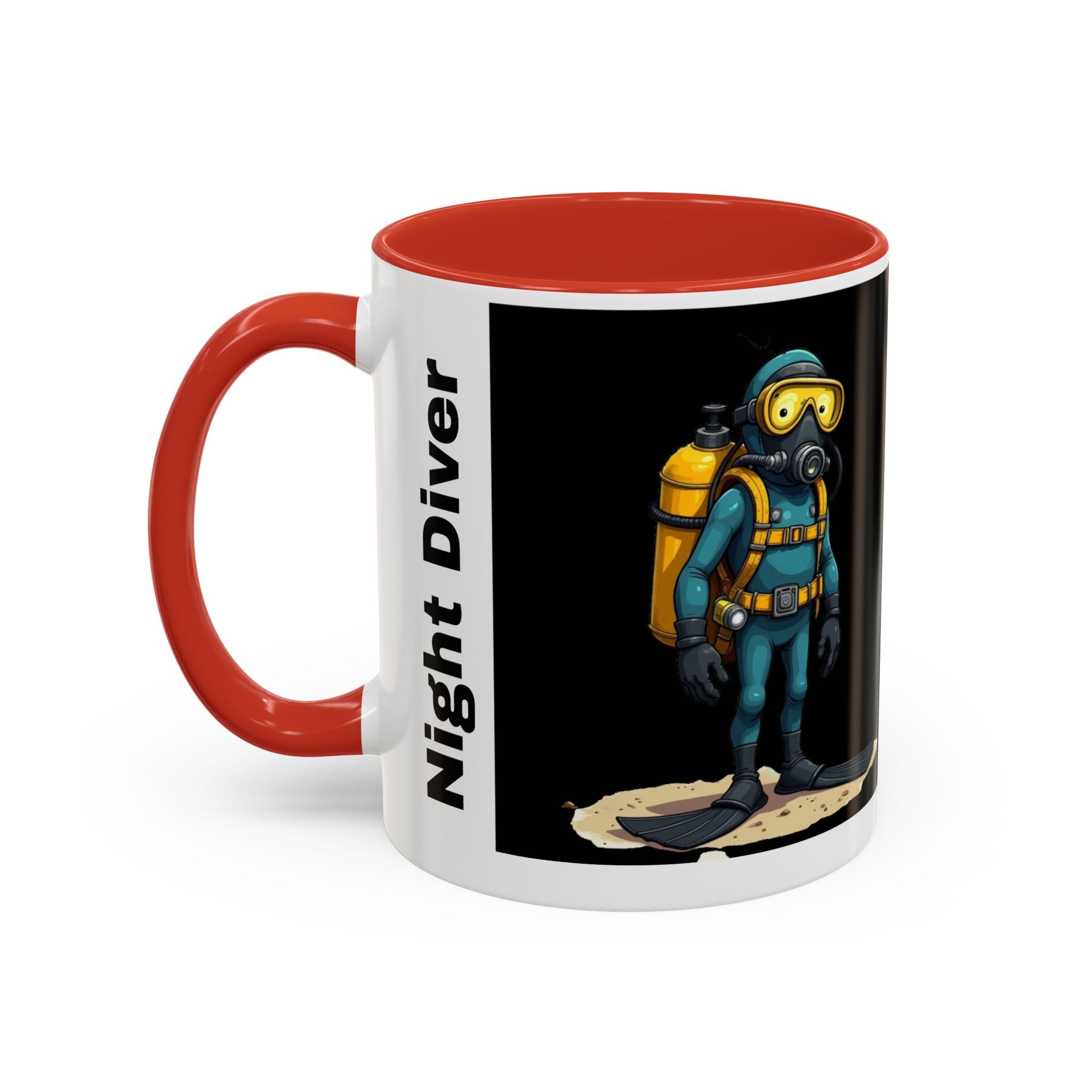 Night Diver Coffee Mug — Scuba Diver Graphic Accent Mug (11/15oz)