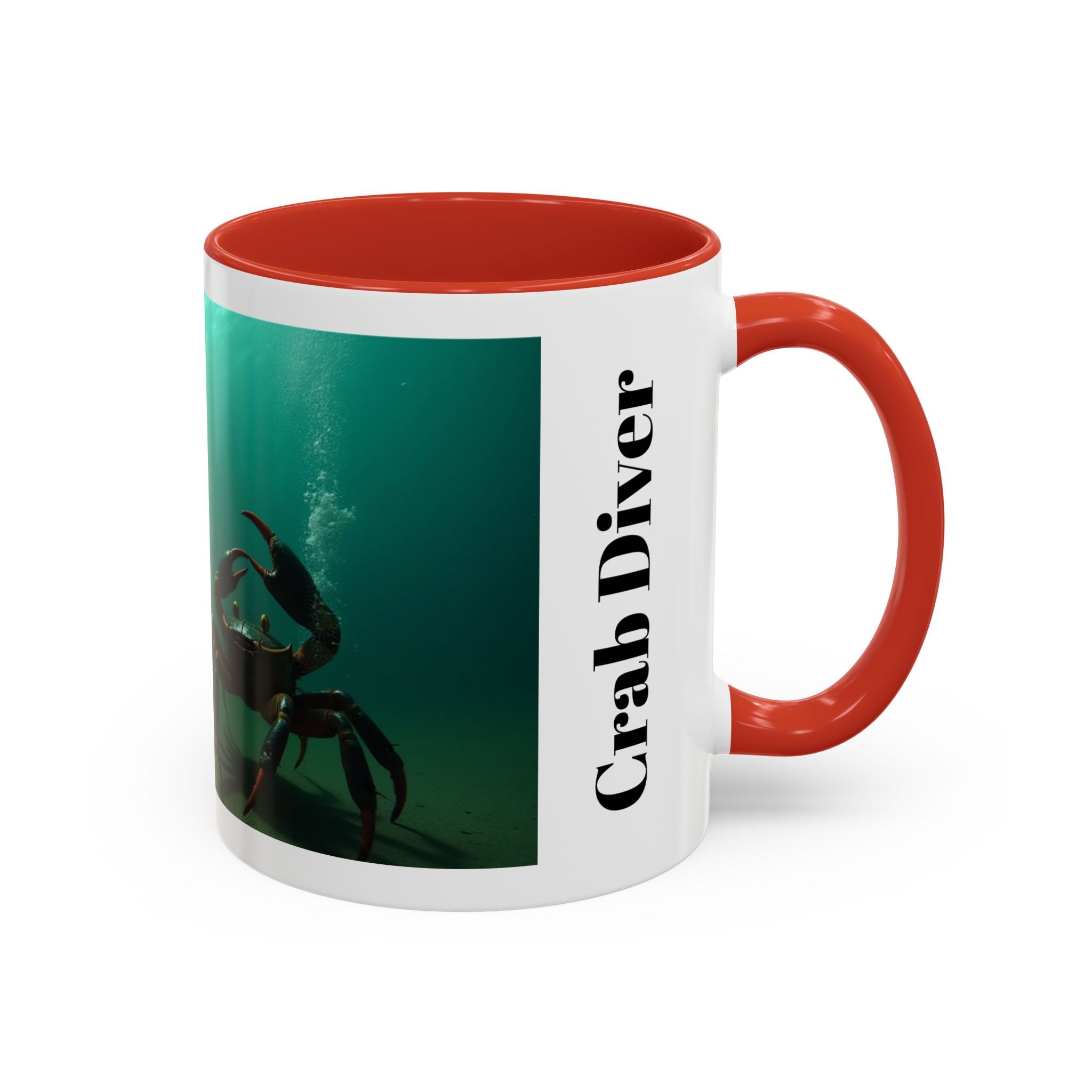 Crab Diver Accent Coffee Mug — Underwater Scuba Scene (11/15oz)