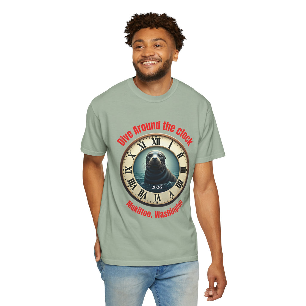 Seal Clock Graphic Tee — Vintage Roman Numeral Seal Face T-Shirt