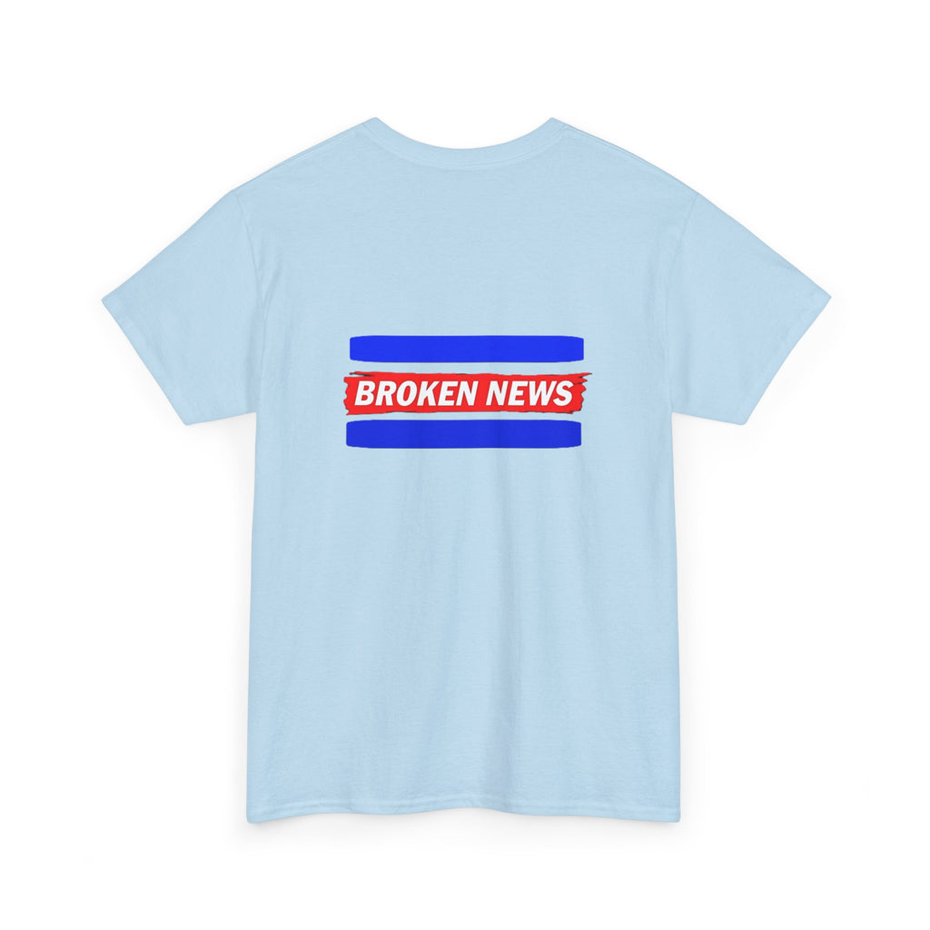 Broken News Tee — Retro Red & Blue Graphic T-Shirt