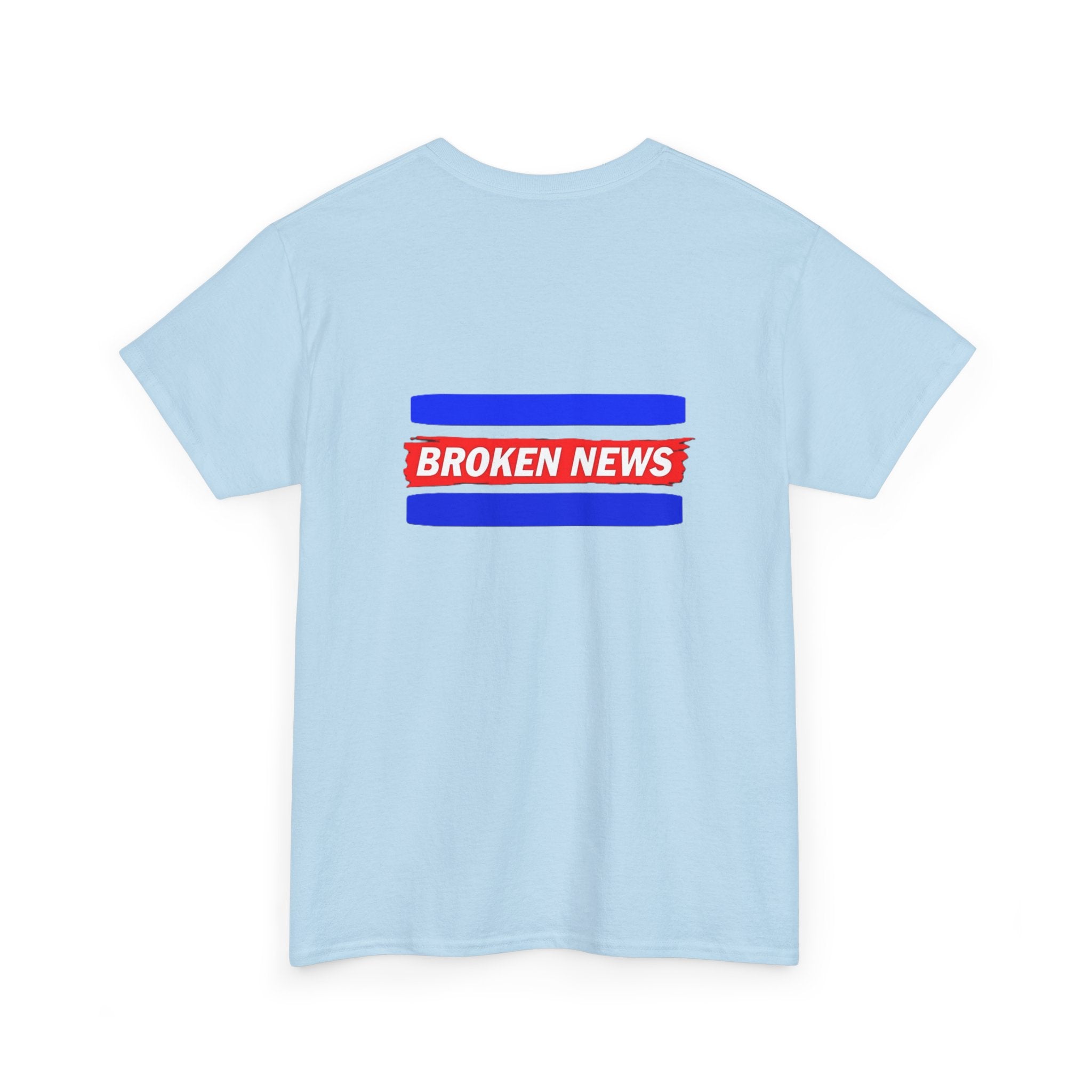Broken News Tee — Retro Red & Blue Graphic T-Shirt