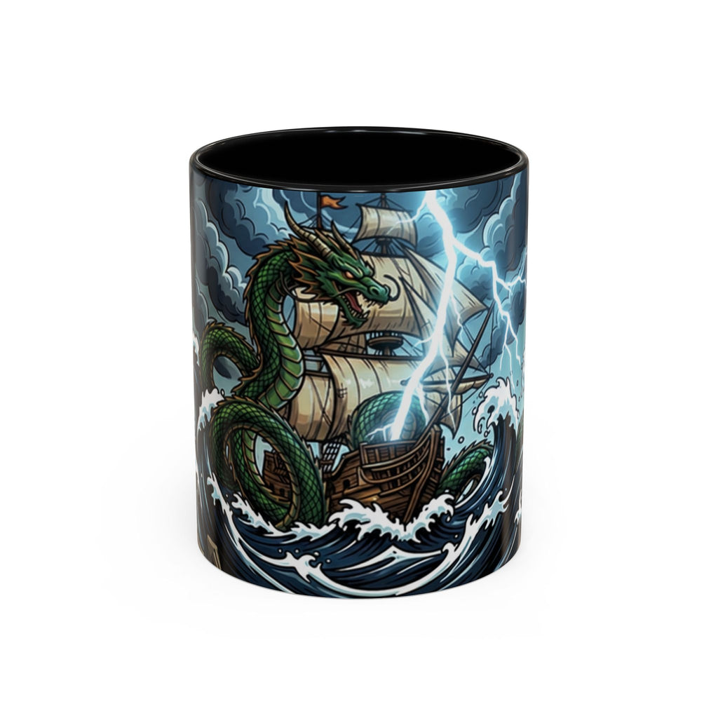 Sea Serpent Attack Coffee Mug — Nautical Storm Art Accent Mug (11/15oz)